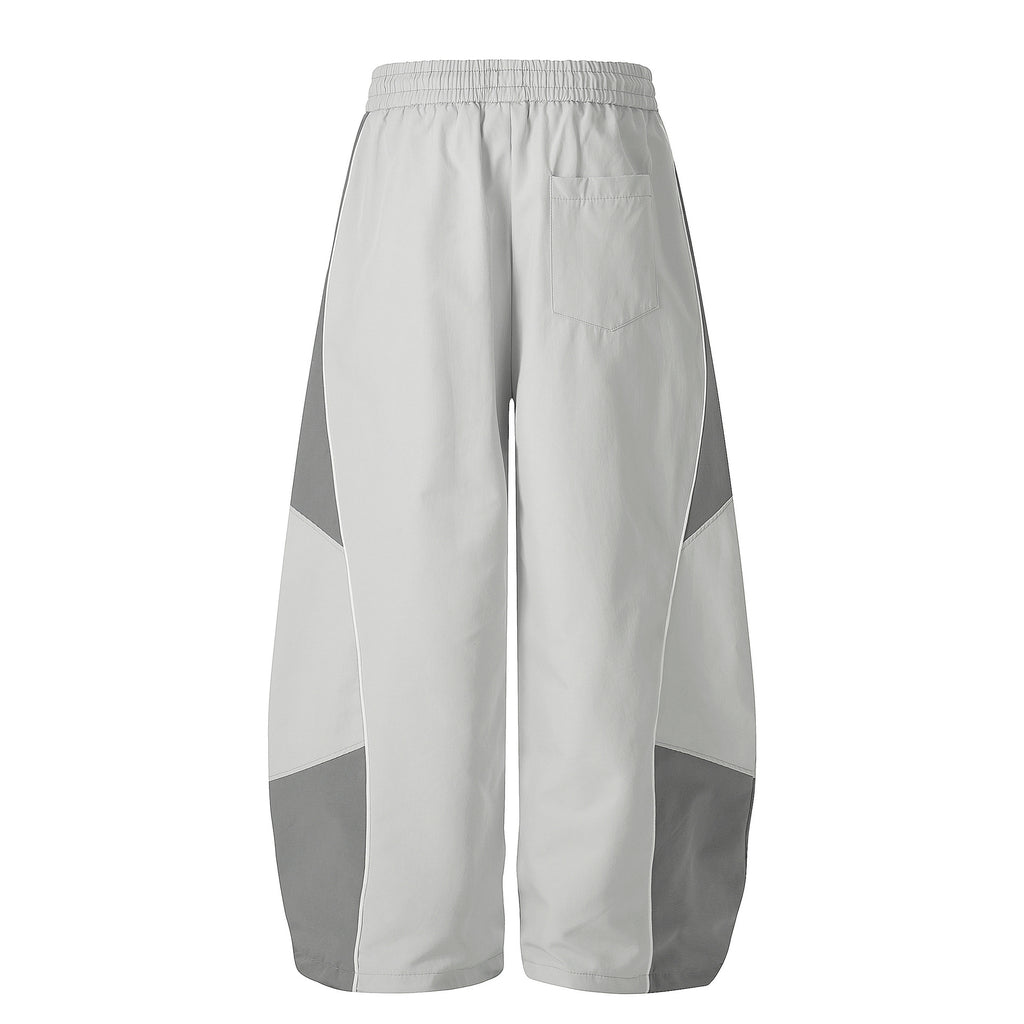 Color-blocked Drawstring Cuffed Wide Leg Pants Parachute Pants Loose Slimming Unisex Trendy Casual Long Pants