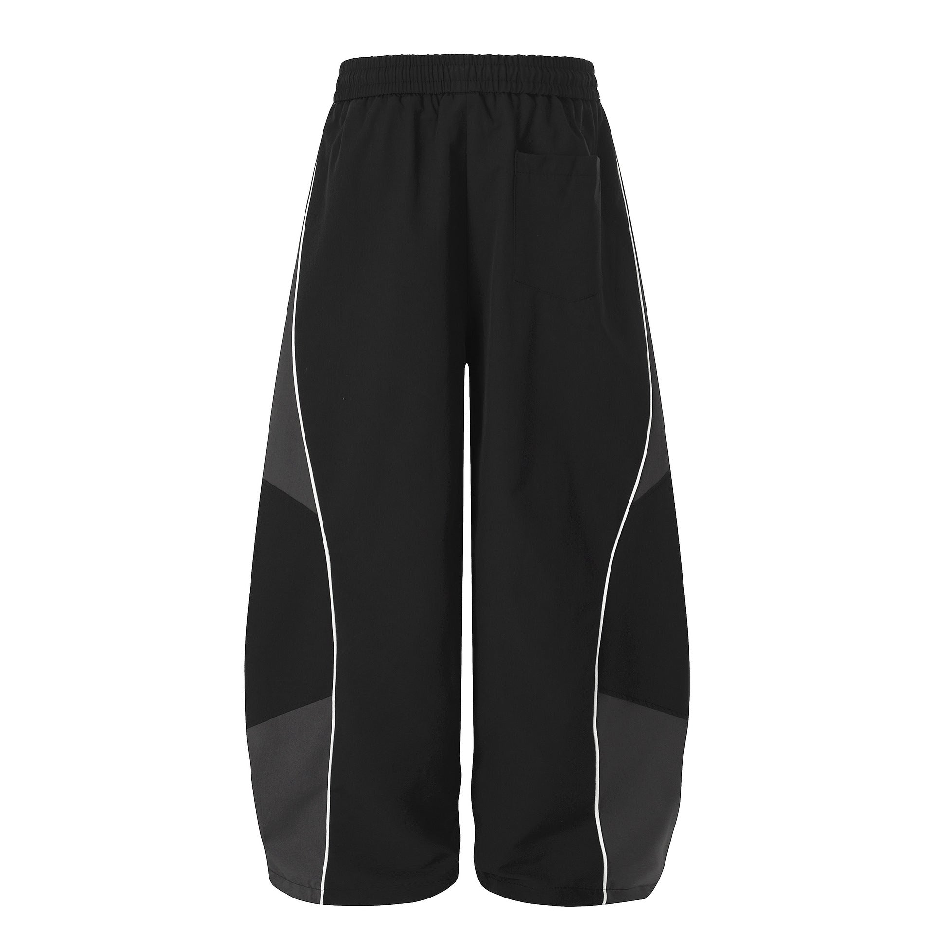 Color-blocked Drawstring Cuffed Wide Leg Pants Parachute Pants Loose Slimming Unisex Trendy Casual Long Pants