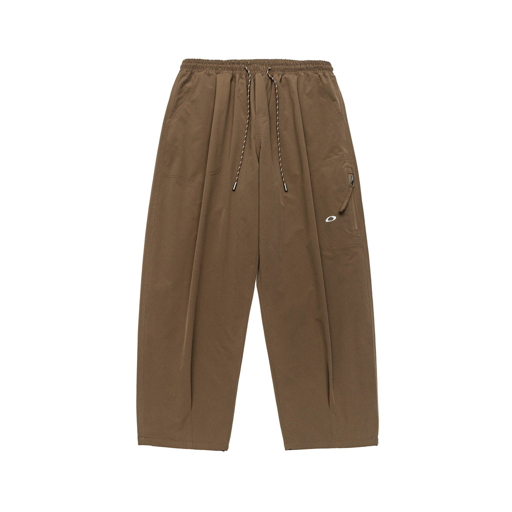 Embroidered Zipper Pocket Loose Pants Men's Velvet Parachute Pants