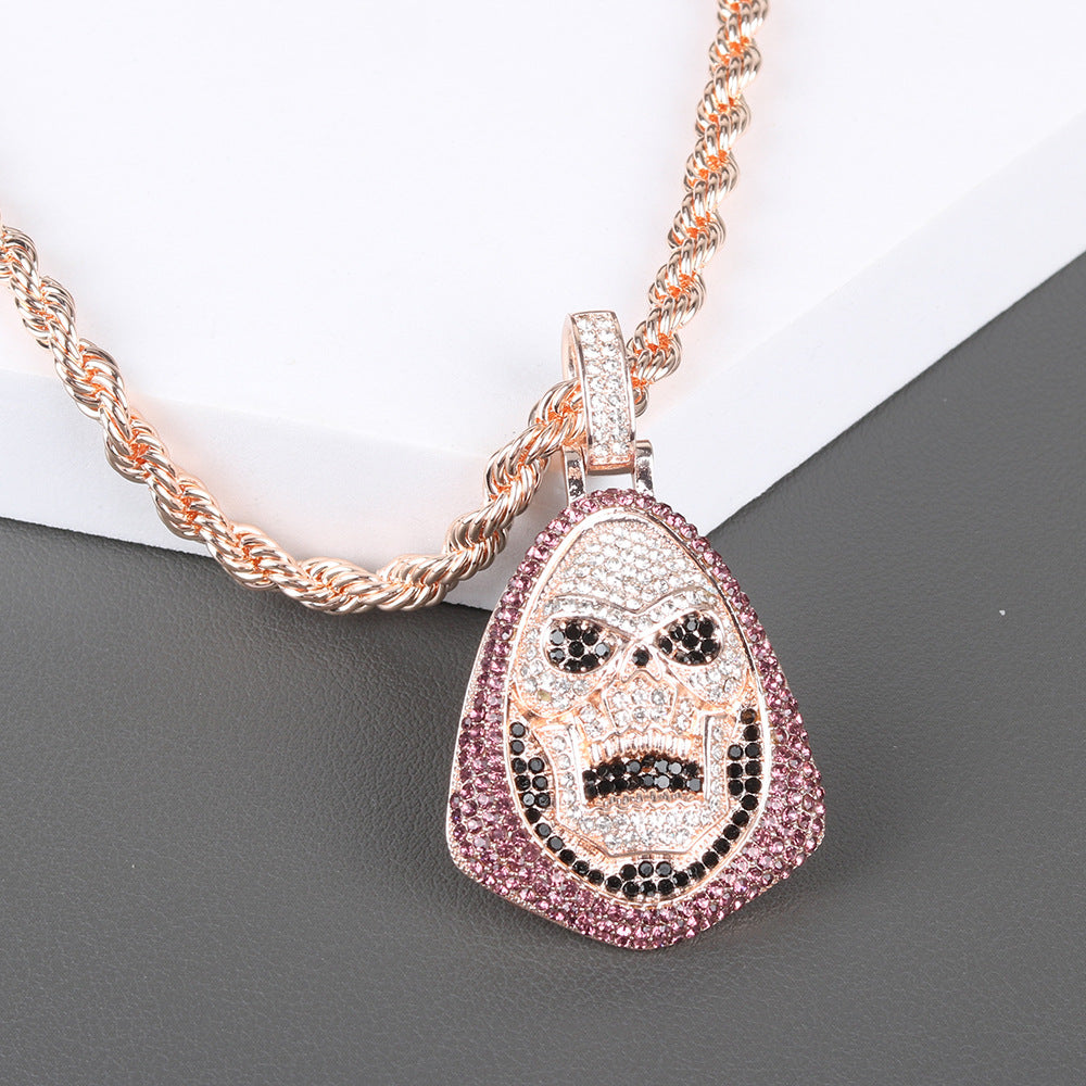Hip-Hop Personality New Skull t Full Diamond Men And Women Couple Necklace Pendant