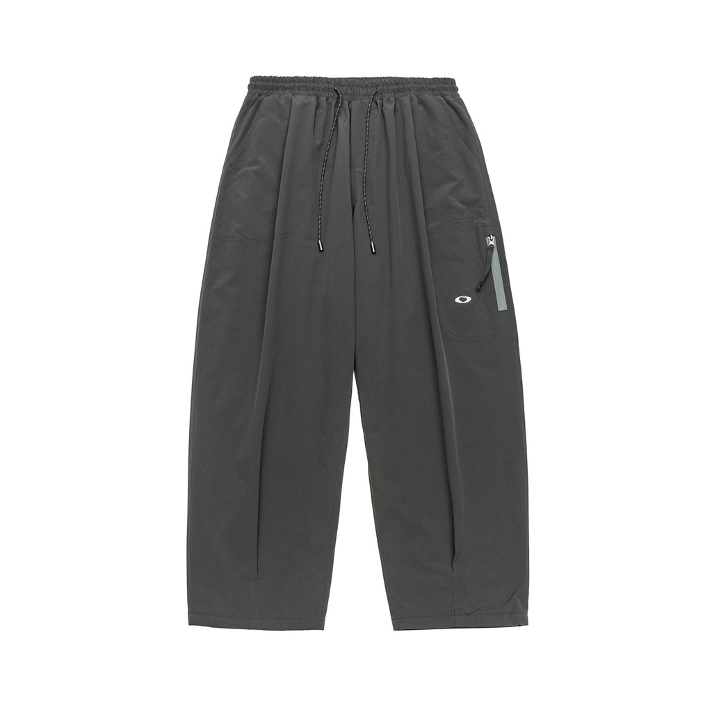 Embroidered Zipper Pocket Loose Pants Men's Velvet Parachute Pants