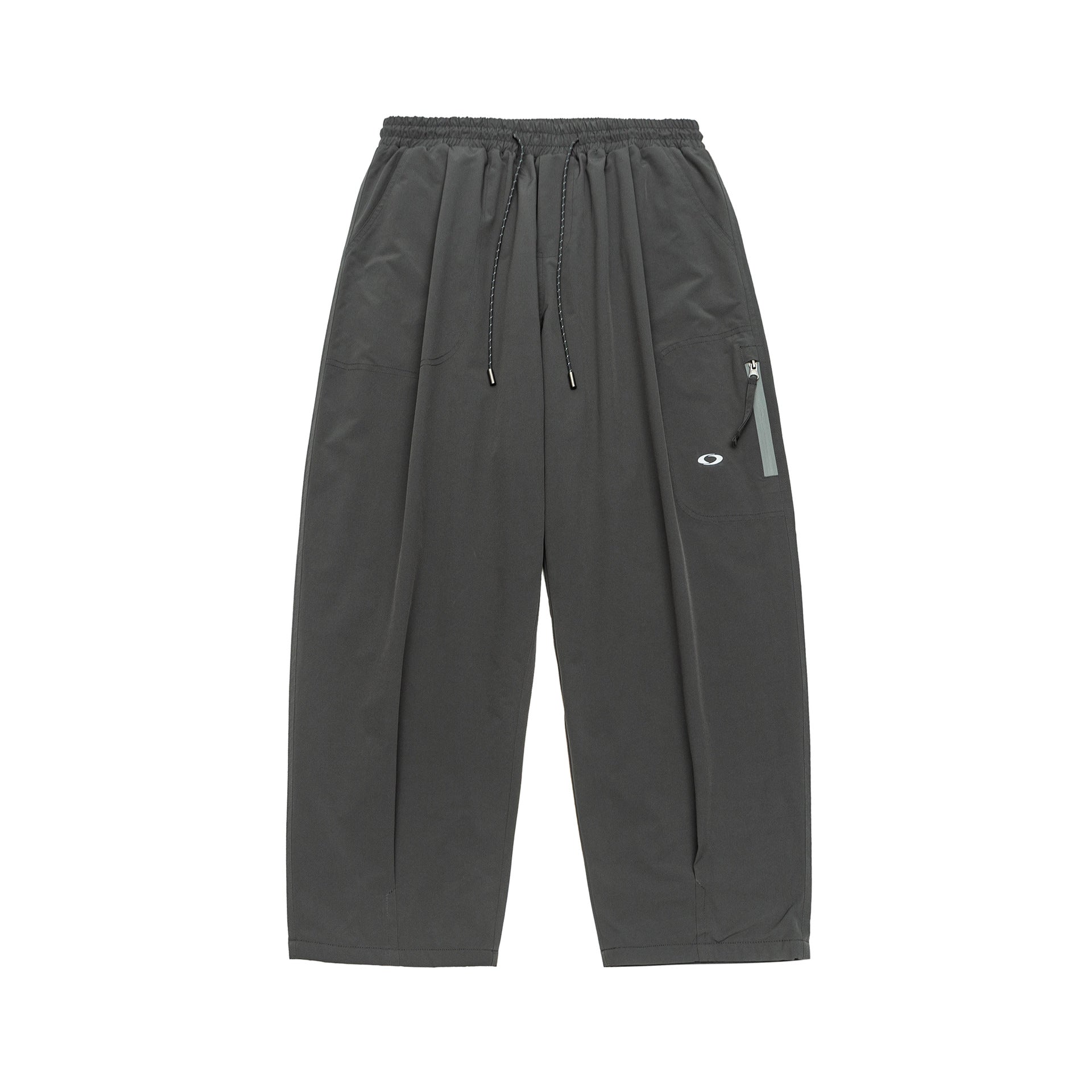 Embroidered Zipper Pocket Loose Pants Men's Velvet Parachute Pants
