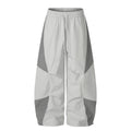 Color-blocked Drawstring Cuffed Wide Leg Pants Parachute Pants Loose Slimming Unisex Trendy Casual Long Pants