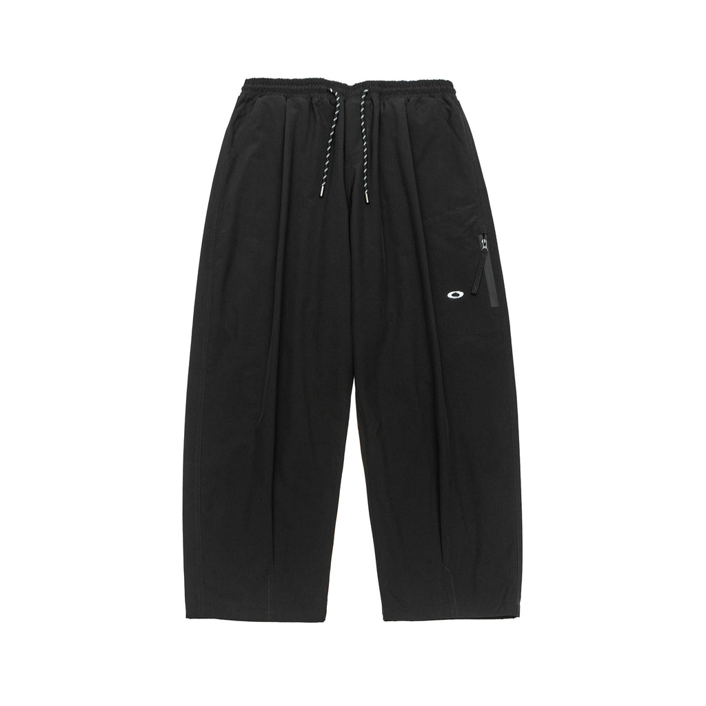 Embroidered Zipper Pocket Loose Pants Men's Velvet Parachute Pants