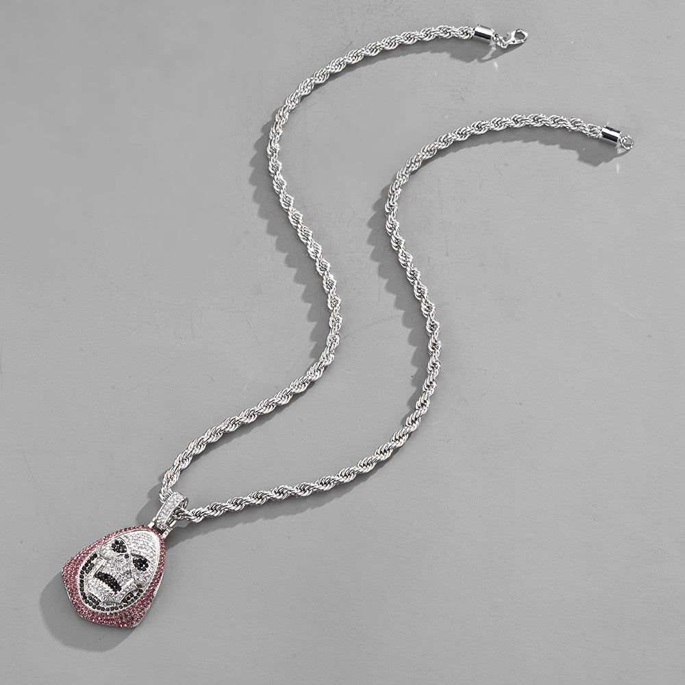 Hip-Hop Personality New Skull t Full Diamond Men And Women Couple Necklace Pendant